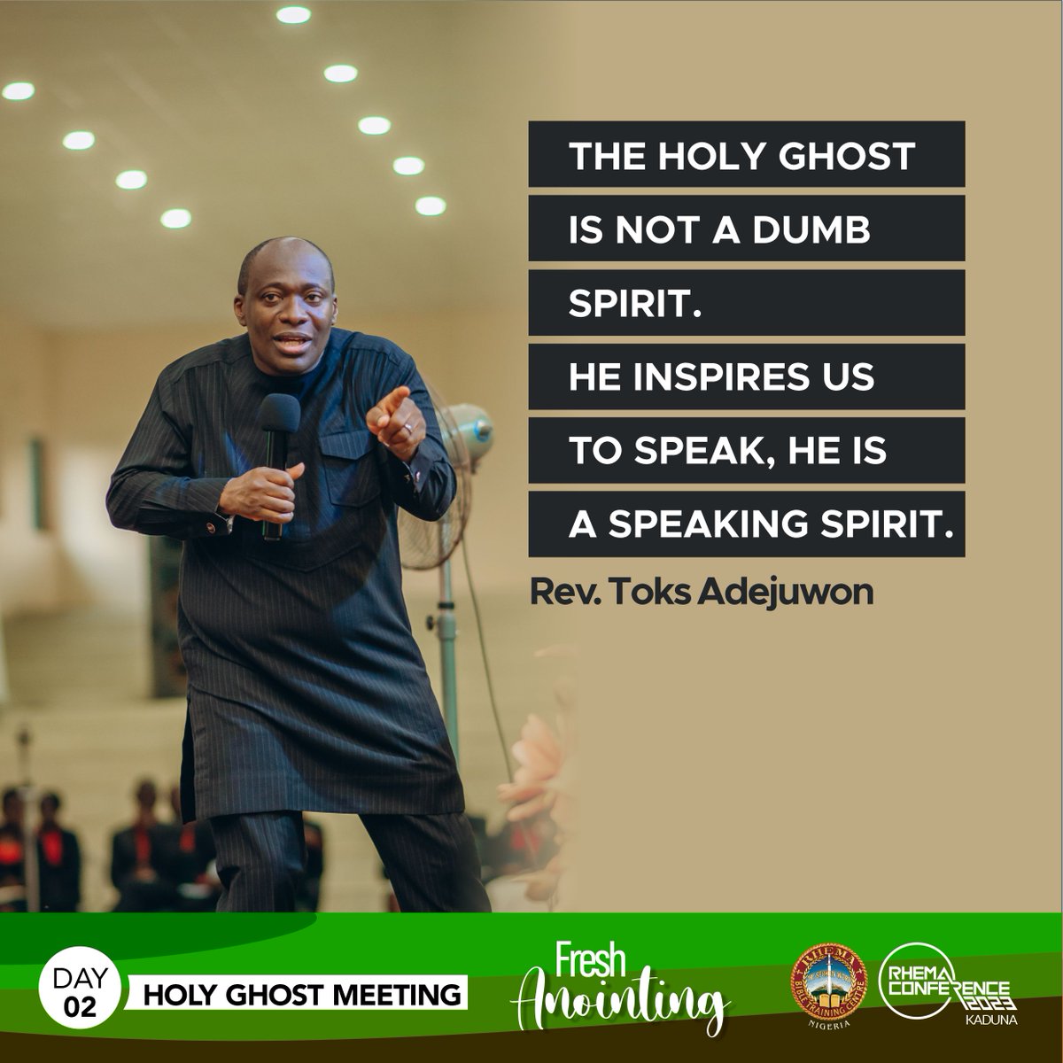 The Holy Ghost is not a dumb Spirit.
He inspires us to speak, 
He is a speaking spirit.

Rev. @ToksAdejuwon
.
.
.
#RhemaConference23 #RC2023 #RCKaduna #DayTwo #HGM