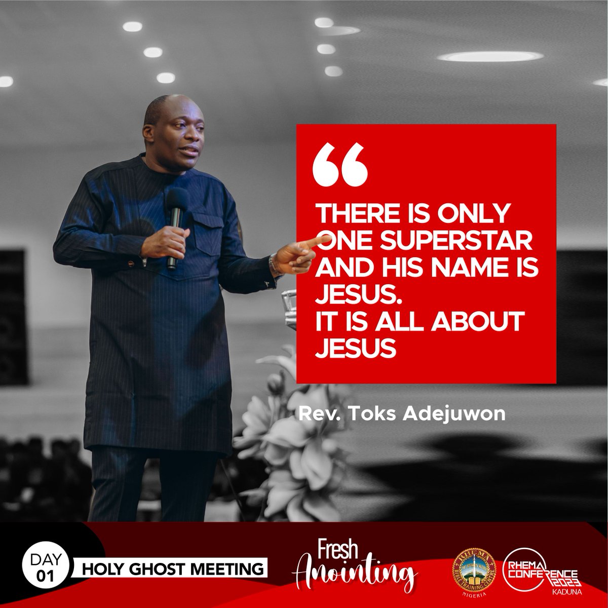 There is only one SUPERSTAR and His name is JESUS. It is all about JESUS.  

Rev. @ToksAdejuwon
.
.
,
#RC2023 #RCKaduna #DayTwo #HGM
