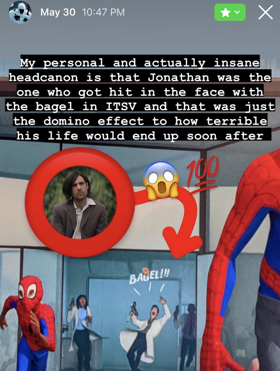 SPIDERVERSE SPOILERS
#SpiderManAcrossTheSpiderVerse #SpiderVerse 
I CALLED IT I CALLEDIT THE BAGEL AND THE SPOT I CALLED IT TWO DAYS AGO THIS IS HOW I WIN