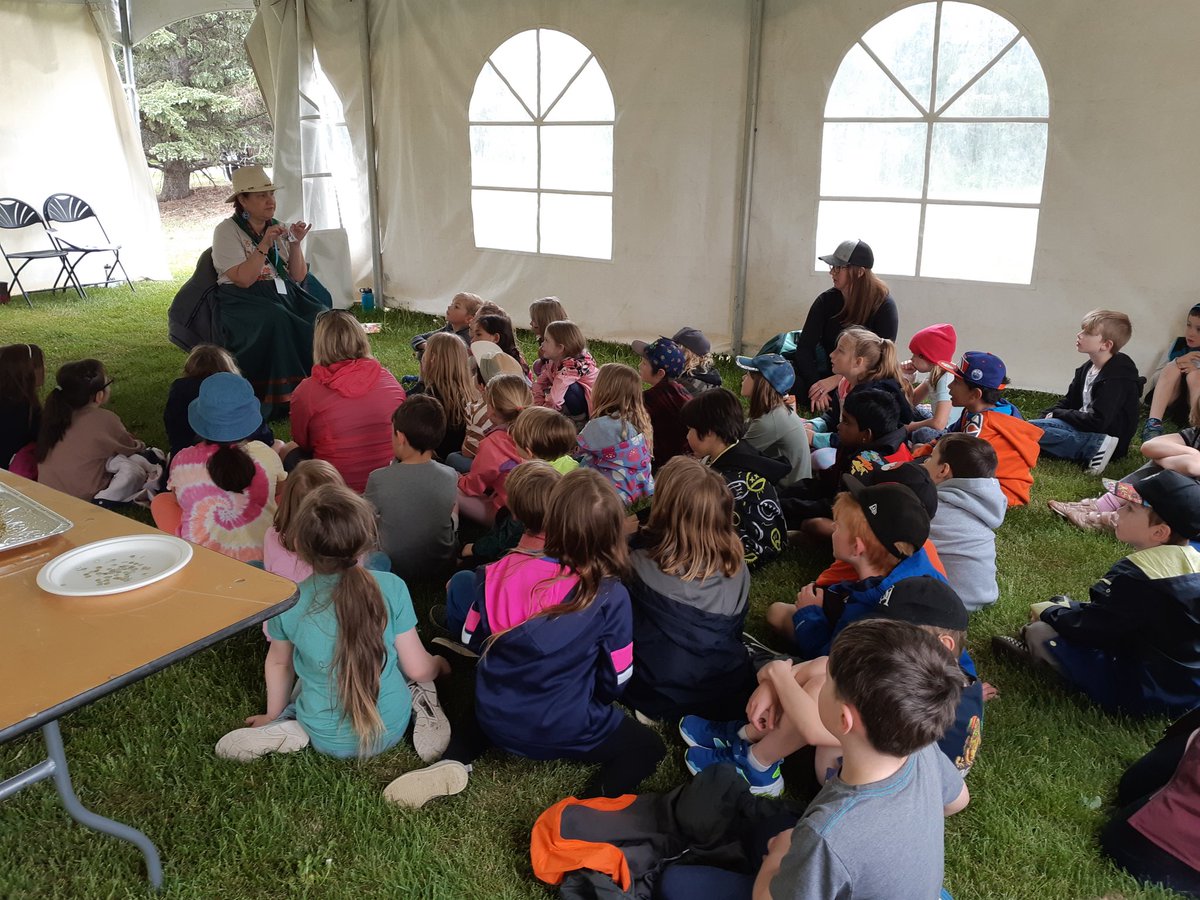 Sharing traditional Metis harvesting using all our senses (except taste) #intlchildfest @StAlbert