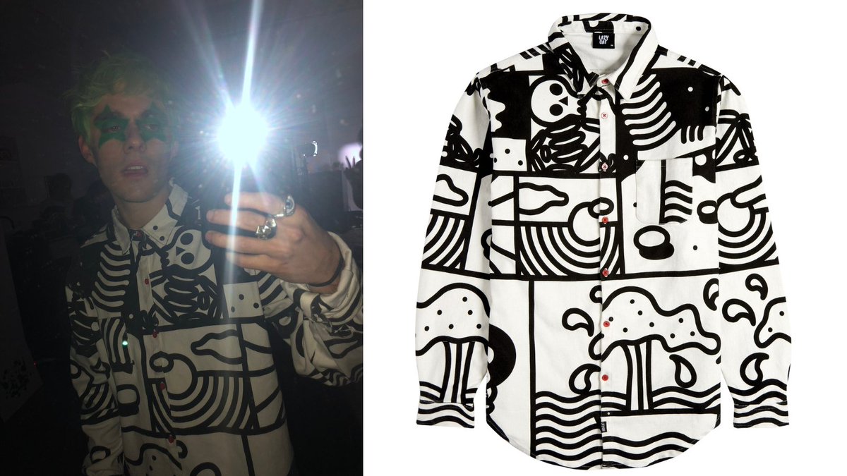 For the High Definition music video, Awsten wears a @lazyoaf Autumn 2013 Comic Zoom l/s button up shirt (originally £75.00, no longer for sale).
📸@awsten