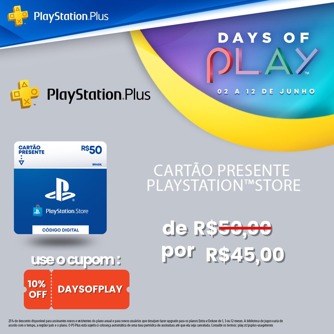 Cartão Psn Plus Extra 12 Meses Brasil Assinatura Gift Card - Desconto no  Preço