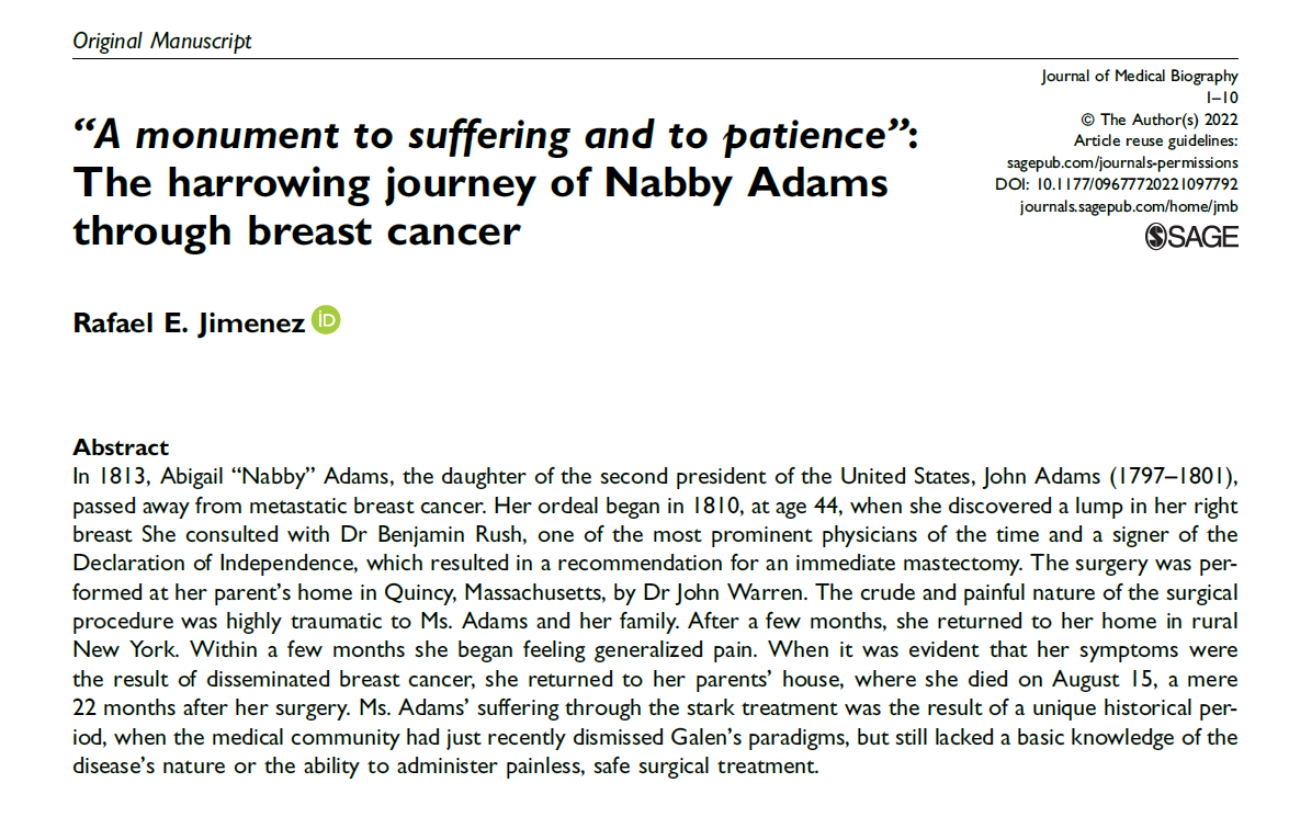 Breast cancer in the 19th century.  A harrowing story that highlights the impact of medicine in the quality of life of our patients.  journals.sagepub.com/doi/10.1177/09…  
#historyofpathology #breastcancer