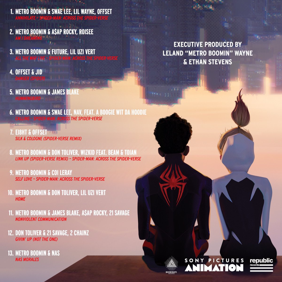Metro Boominがプロデュースする“スパイダーマン”のサウンドトラックが配信開始。

・A$AP Rocky
・21 Savage
・Lil Uzi Vert
・Future
・Lil Wayne
・Offset
・James Blake
・NAV
・Don Toliver
・Swae Lee
・Kenny Beats &amp; Dominic Fike
・Coi Leray
etc

が客演に迎えられ、映画は6/16に公開予定。