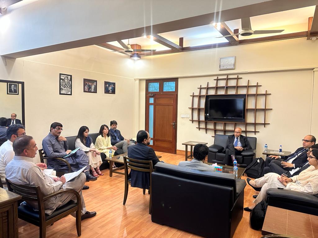Meeting with World Bank delegation, under the chairmanship of Honorable Minister Irrigation GoS regarding World Bank's support on flood response, including Sindh Flood Emergency Rehabilitation Project in the office of Minister Irrigation GoS