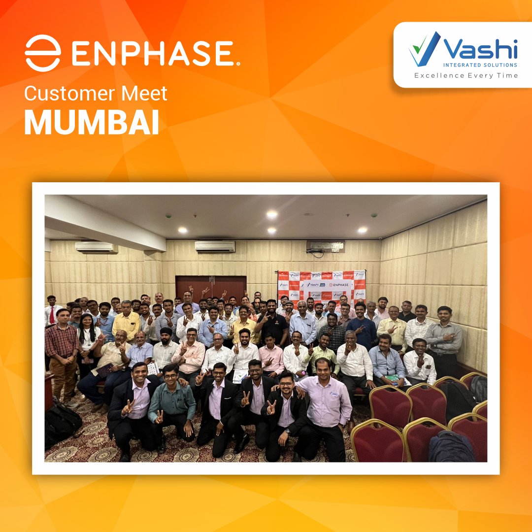 'Sparking Energy Solutions: Mumbai witnessed an electrifying customer meet by Vashi Integrated Solutions and Enphase. 

#CustomerMeet #EnphasePartnership #EmpoweringConnections #industrialsupplies #b2becommerce #b2b #VashiIntegratedSolution #solar #solarenergy #mumbai