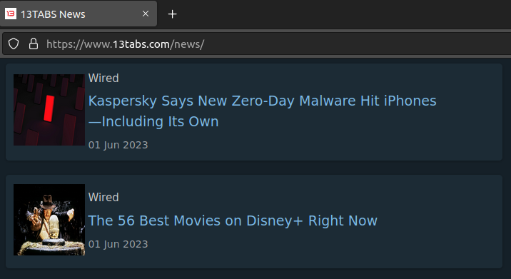 13Tabs's tweet photo. 🗓️ Stay up-to-date with news on 13Tabs! 📰 We've rolled out an update that displays the publication date alongside news headlines, helping you identify the latest articles. Experience the enhanced news browsing today! #StayInformed #NewsSearch #13Tabs https://t.co/998THbeVcw