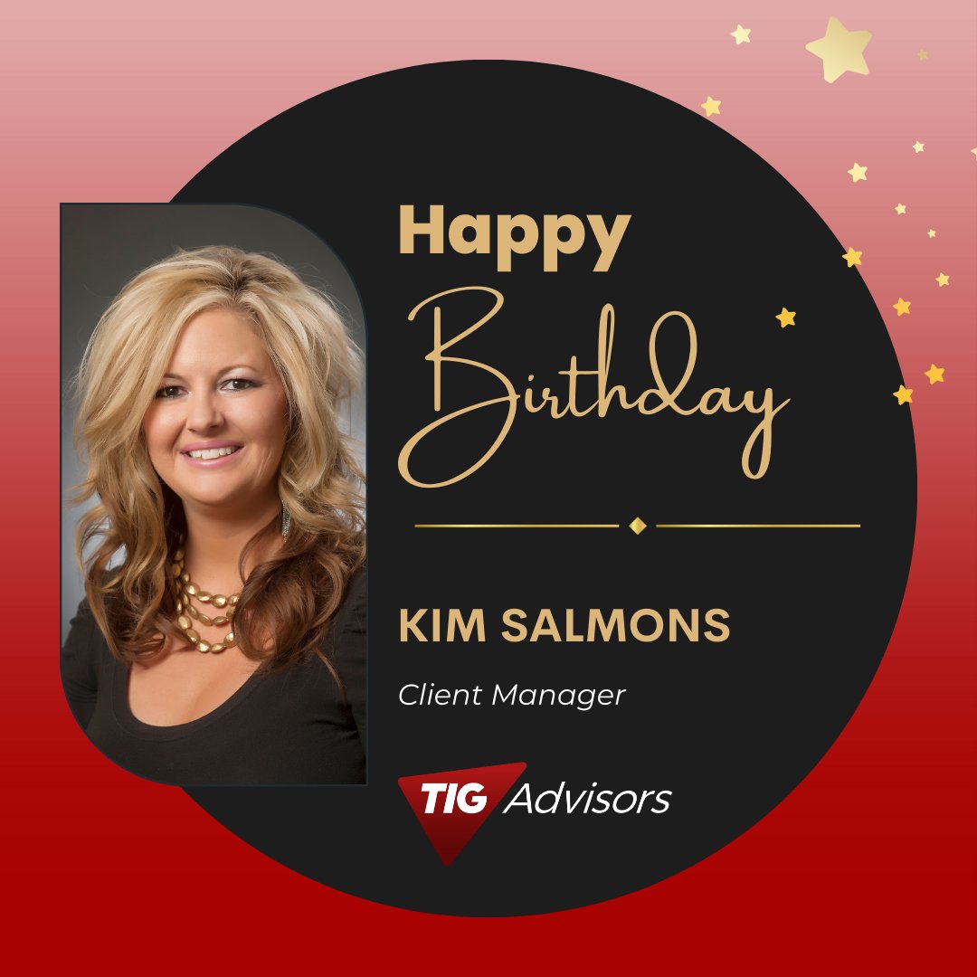 Happy Birthday Kim Salmons!

Kim is a Client Manager in our Jefferson City area. We are happy to have Kim in our family at #TeamTIG. We hope you have a very special day!
#CelebratingYou #TIGCares