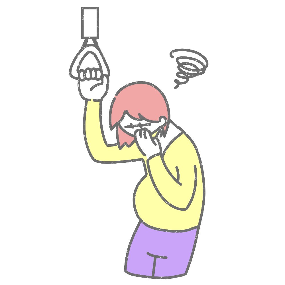 「妊娠で電車に酔いやすくなる女性    femtech-illustration.」|たぬ川にくQ@漫画家イラストレーターのイラスト