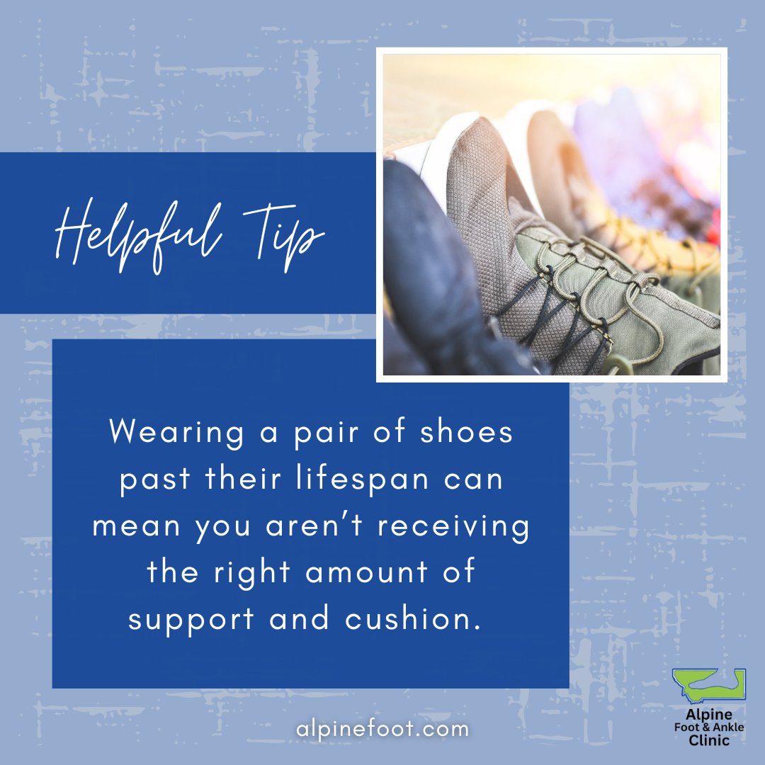 #HelpfulTip Feet ache? Shoes could be the problem. Don't wear a pair past their lifespan. Tip:  Put the shoes on a flat surface. If it doesn’t lie flat, the shoe has worn unevenly, which could be contributing to overuse injuries or other pains.
#helpfultips #footcaretips