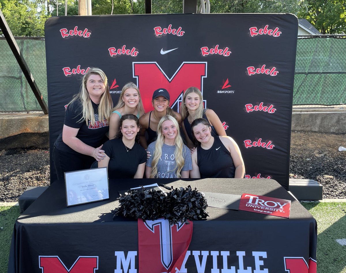 Congratulations to Stella for signing today with @troycheer. Stella, we are so proud of you! #MaryvilleCheer #GoRebels #Classof2023