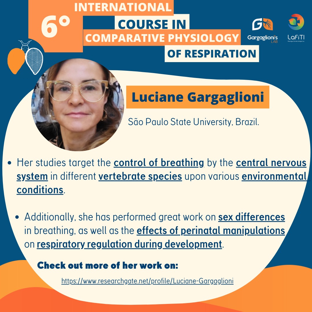 Finally, our course organizer, Dr Luciane Gargaglioni will talk about chemosensitivity in vertebrates 🐸🐠🦎🐣🐀. Come join our course in Brazil🇧🇷