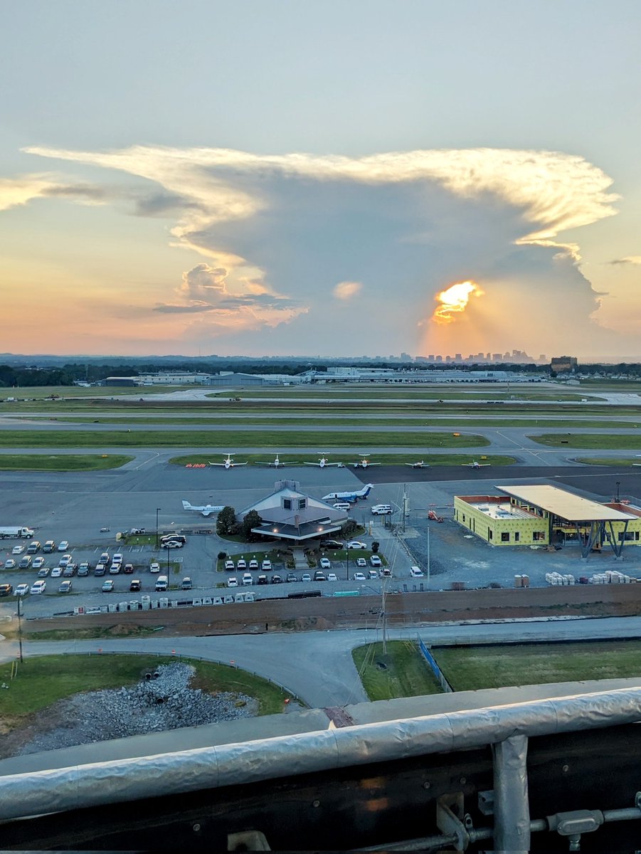 Sunset through a storm on downtown