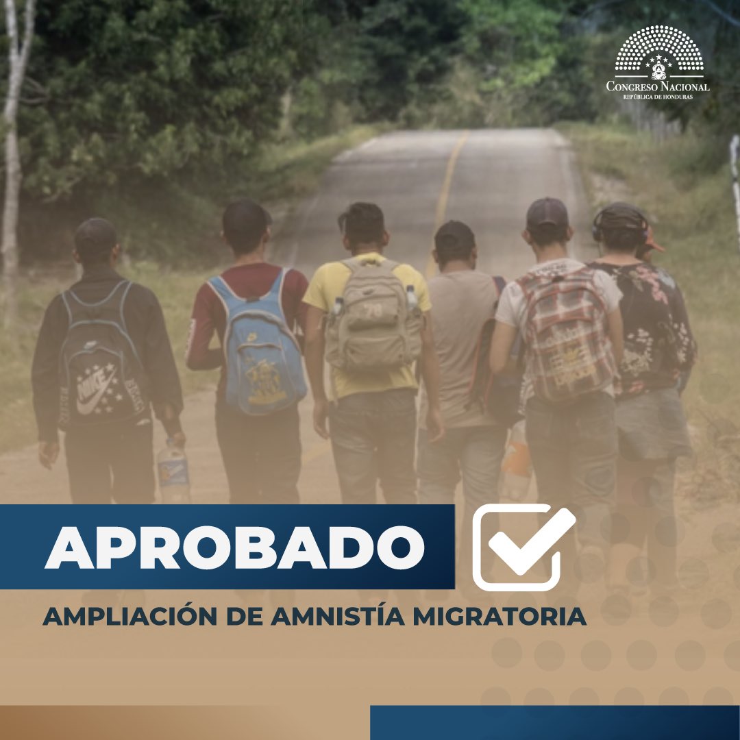 ✅ 𝐀𝐏𝐑𝐎𝐁𝐀𝐃𝐎 | En dispensa de dos debates, el #CongresoDelPueblo aprueba una ampliación de amnistía migratoria, para que las personas migrantes que transitan por el país no paguen ninguna sanción.

#𝑆𝑒𝑠𝑖𝑜́𝑛𝐸𝑥𝑡𝑟𝑎𝑜𝑟𝑑𝑖𝑛𝑎𝑟𝑖𝑎𝐻𝑁