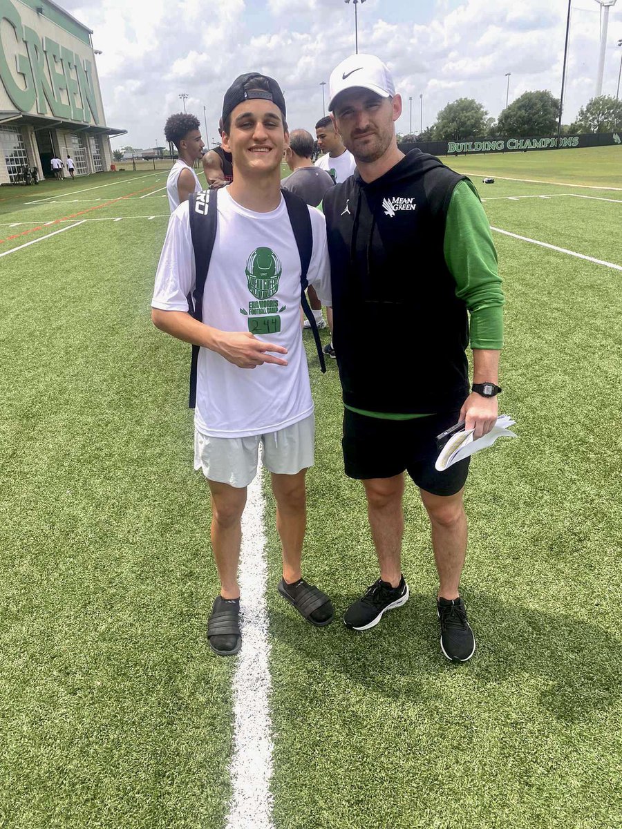 Had a great time @MeanGreenFB camp today. I learned new things and connected with great coaches. @JordanDavisUNT @TrustMyEyesO @CoachHarbert #WR #meangreen