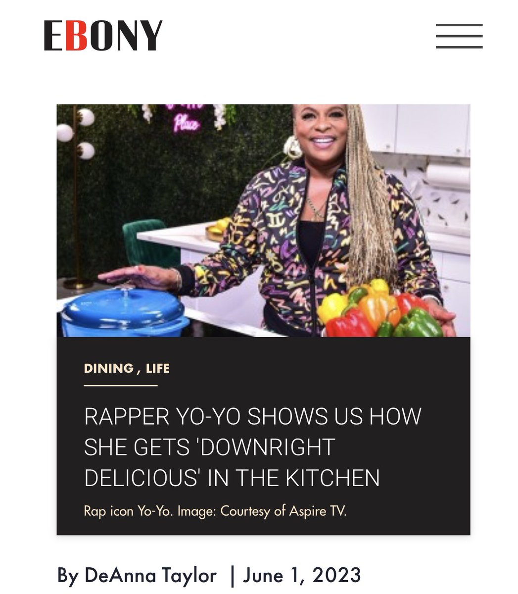 SHMedia_'s tweet photo. Thank you @EBONY for this story on @YoYoWhitaker . Her new show Downright Delicious will premiere on @TVaspire June 6th! Be sure to watch, you won’t want to miss it ! https://t.co/1gLn6RyPQa