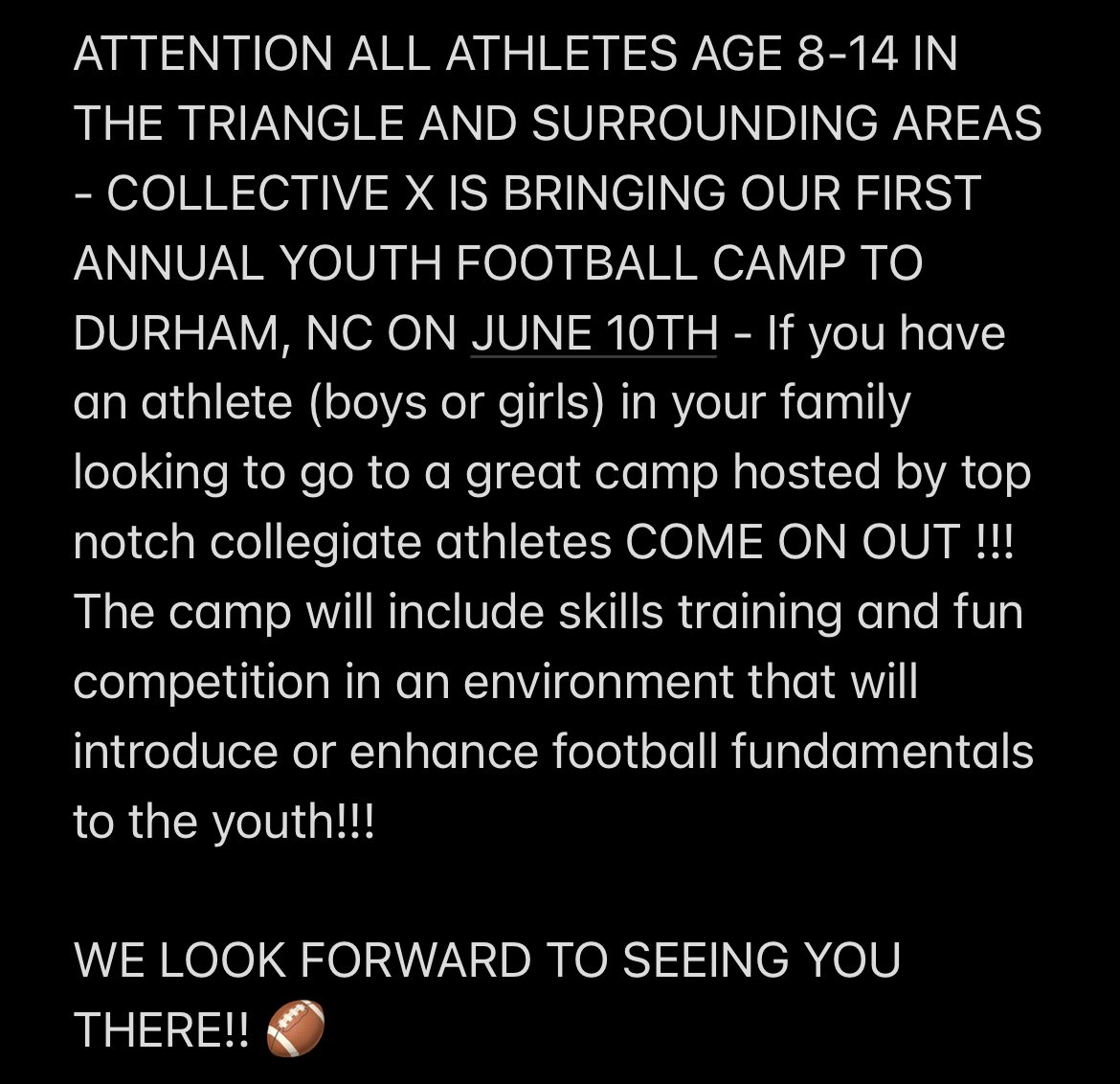 TherealJordon's tweet photo. First Annual X-Factor Youth Football Camp
When: June 10th
Where: Durham County Memorial Stadium

Sign up here: https://t.co/C3B9zNhn3c

750 Stadium Dr
Durham, NC  27704

WE LOOK FORWARD TO SEEING YOU THERE!! 🏈 https://t.co/muC4hQorlz