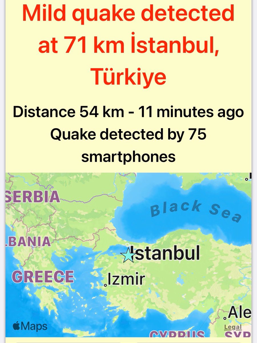 Bildirim aldınız mı? Umarım çok korkmamışsınız. Geçmiş olsun.