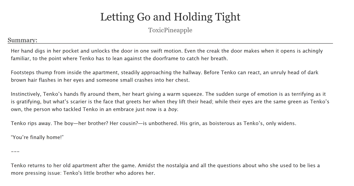 toxicpineapplex's tweet photo. finally got to post my fic for @V3PostgameZine !!!! an exploration of tenko pregame and postgame and a little brother who loves her :) please enjoy it and go check out leftovers now!

https://t.co/y29Lq3Iwfo https://t.co/2wt3xMJT3i