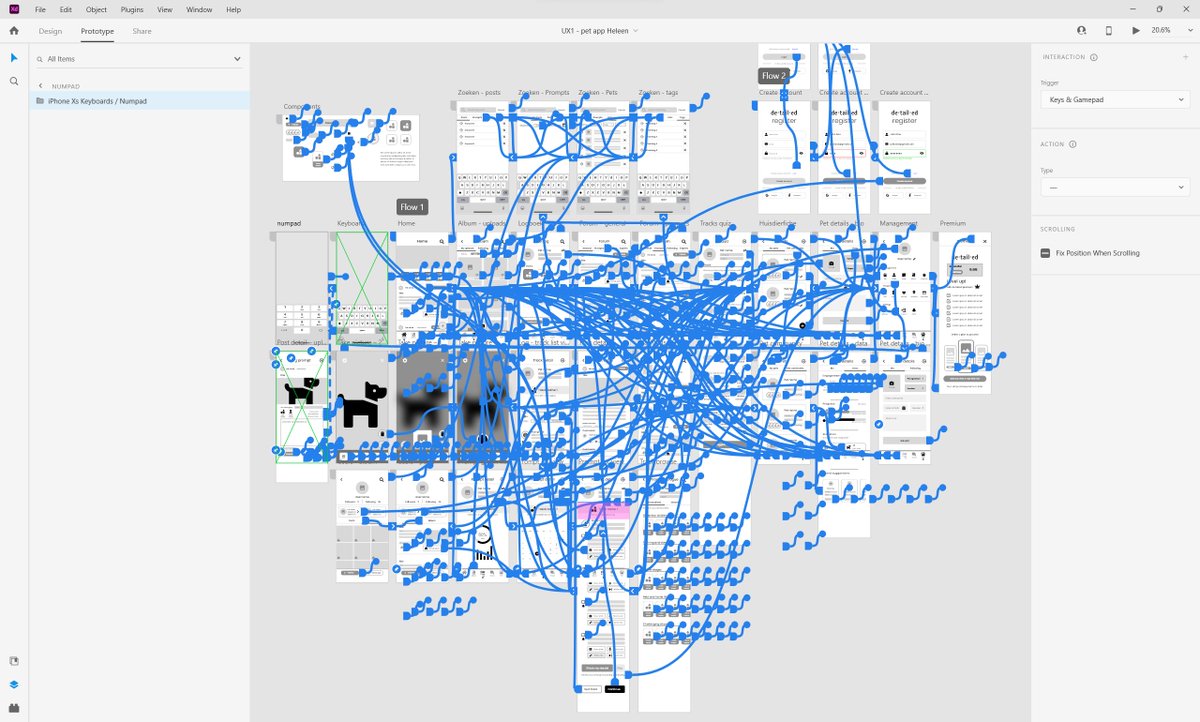 Heleendje's tweet photo. Designing apps... so much eh... "fun"! Testing this tomorrow on real people (my auntie) for my project deadline but if anyone else would like to have a little browse to let me know! It's about pets, what's not to like!🐶
#uxdesign #wireframe #wireflow #mobileapps #digitaldesign https://t.co/8qYXOYoPza