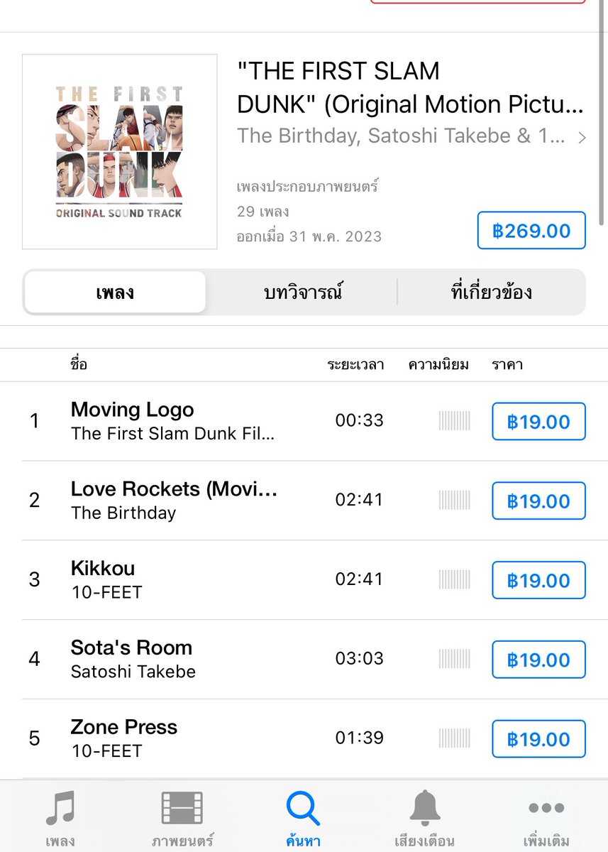 ใครไม่อยากเก็บแผ่นตอนนี้มีโหลดแบบถูกลิขสิทธ์แล้วนะครับ ใน itunes โหลดไว้ฟังเวลาท้อแท้หรือต้องการพลังงานในการใช้ชีวิต พอฟังเพลงขึ้นปุ๊บ ฉากต่างๆในภาพยนต์จะลอยขึ้นมาเลย 🙂 #THEFIRSTSLAMDUNK #ตลาดนัดslamdunk