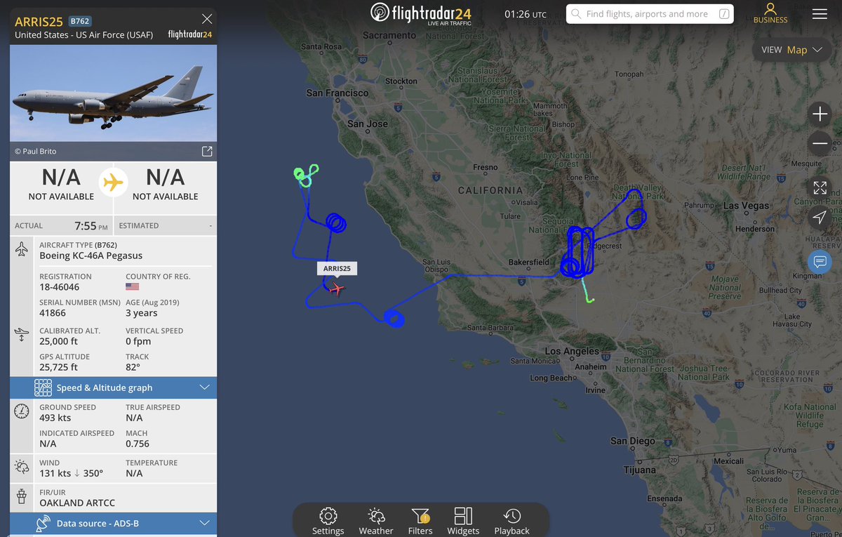 ARRIS25 (KC-46) advising OAKLAND CENTER that they have a “F-16” with them.