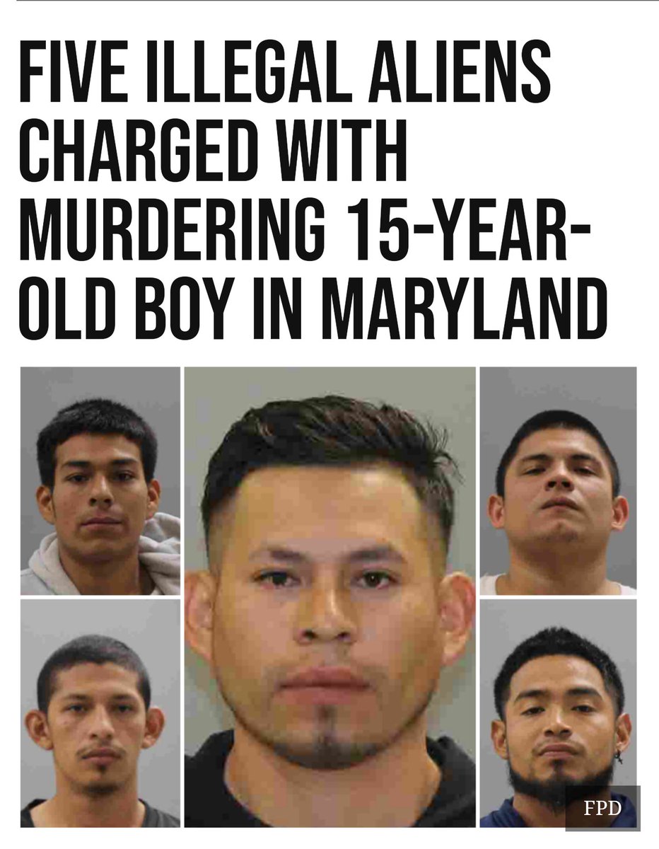 All are illegal aliens living in the United States. Arrested and charged this week with murdering 15-year-old Limber Lopez Funez and dumping his body in Gambrill State Park.

#bidenborderINVASION
#DEMOCRATS