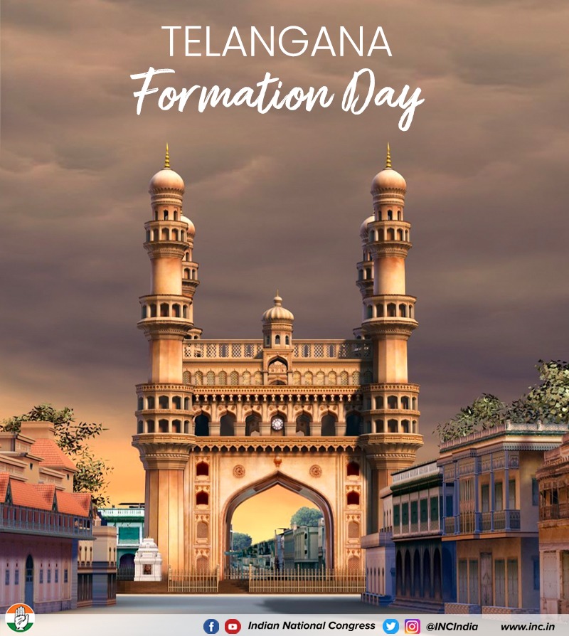 On Telangana Formation Day, we wish the people of the newest state of India.

It was the UPA government's role in carving out the new state, under the leadership of Smt. Sonia Gandhi, who took the decision keeping in mind the aspirations and dreams of the people of Telangana.