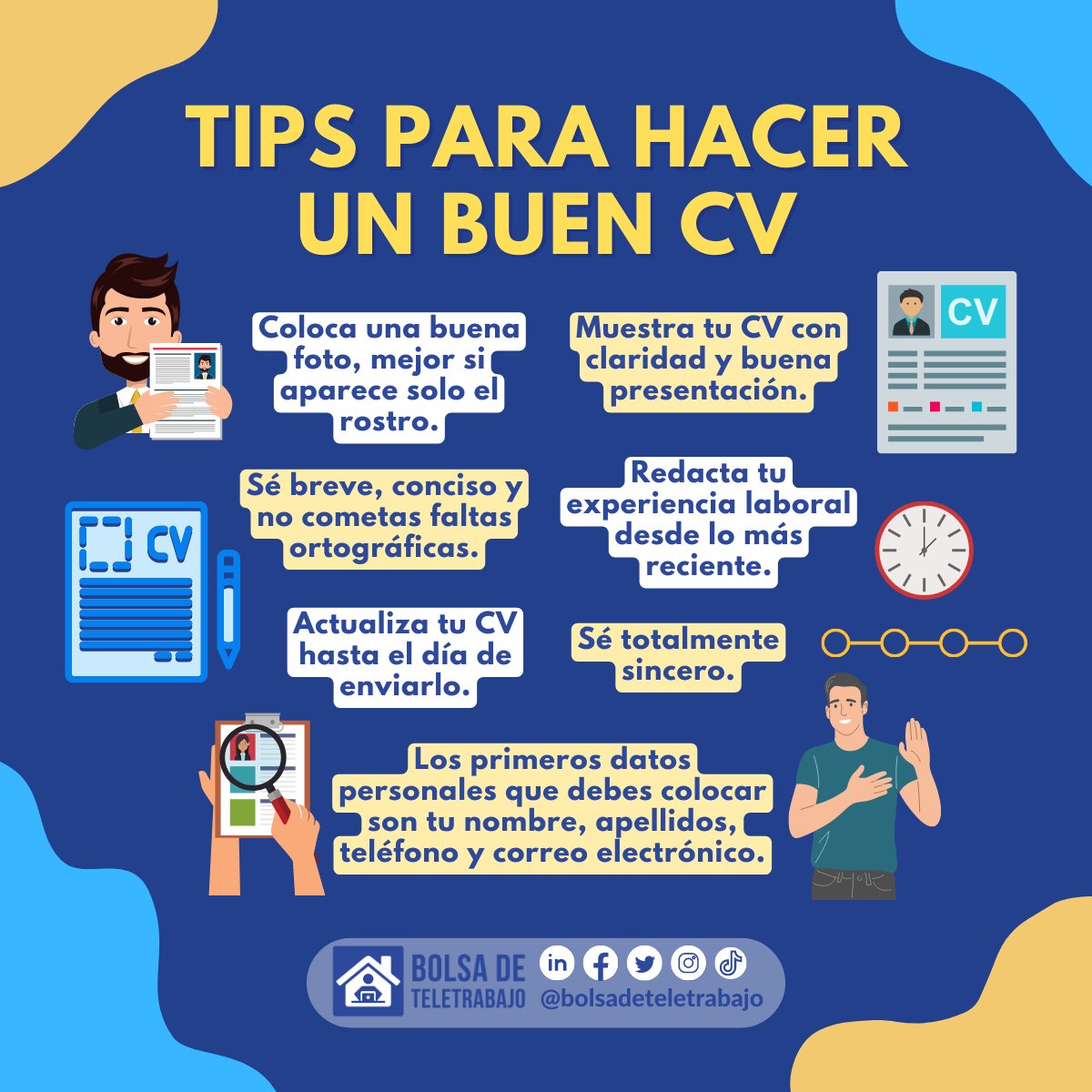 Guarda este post y ten en cuenta estos tips a la hora de realizar tu currículum vitae ✌😎

#teletrabajo #trabajadesdecasa #trabajaconnosotros
#trabajoencasa #venezuela #ecuador #peru #colombia
#argentina #trabajoremoto #postulate #latam
#TRABAJADESDECASA #LATAM #homeoffice