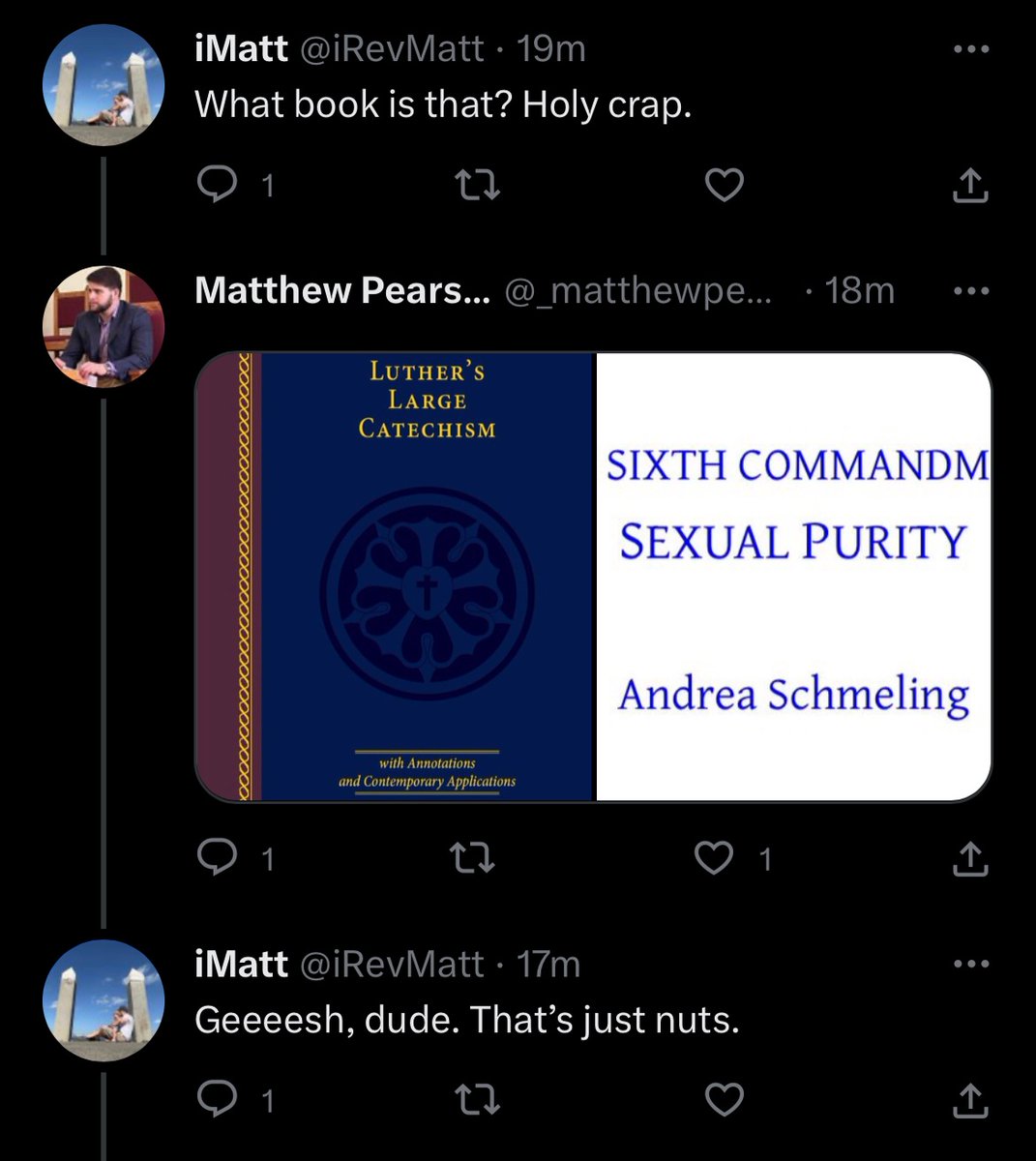 It is always wild watching normal people’s response to the LCACA essays. 

They have no connection to the LCMS. No political axe to grind. No bias one way or the other. 

They are just reading what is plainly written and find it absolutely crazy, disgusting, and vile.