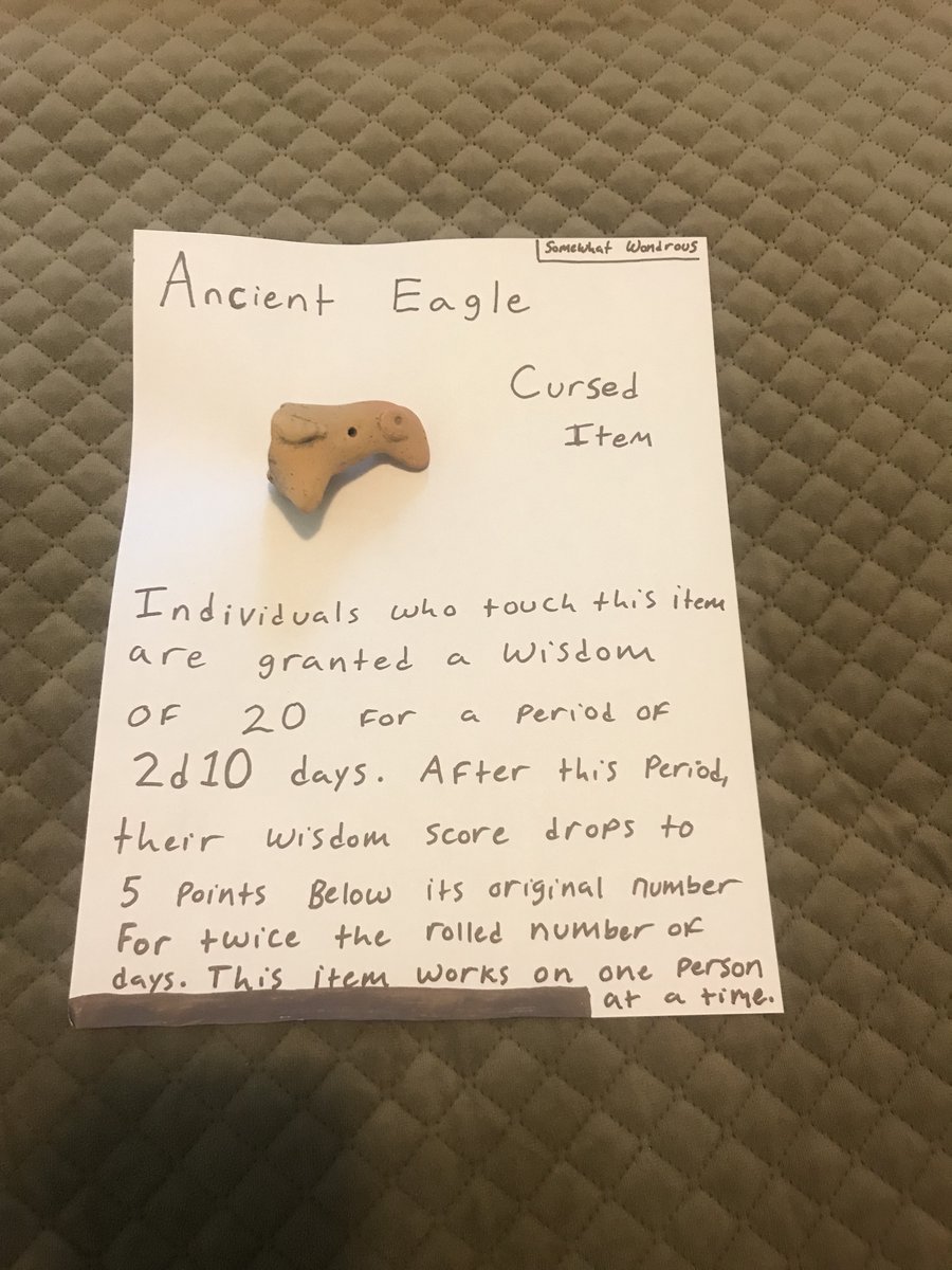 Ancient Eagle: Cursed Item

#dnd #dnd5e #dndart #dndhomebrew #dungeonsanddragons #foryou #fyp #diy #antiques