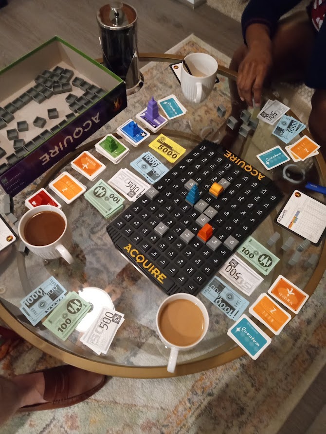 tabbyIynx's tweet photo. Played a game of Acquire over the weekend with the wife and bro. Its been years since I've brought out this game! 
Probably in my Top 3 Board Games:
- Diplomacy
- Acquire
- Battle Cry
*Chess, but that is its own category. https://t.co/KqirOpeERq