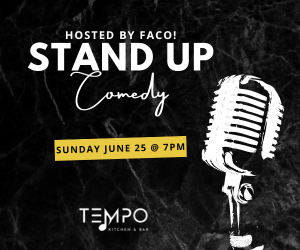 Stand up comedy is back! Join us on June 25th for a night of laughs hosted by the one and only Faco! #comedy #standupcomedy #comedynight #visitgilroy #gilroy #tempokitchen