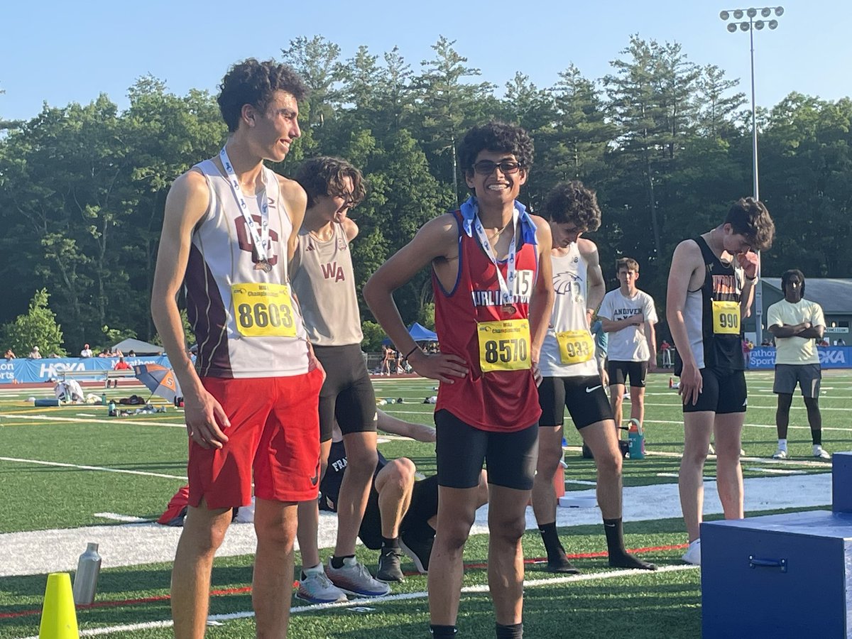Rithikh Prakash with a season best 9:18.11 in the two mile at the MIAA Meet of Champions for 6th place.