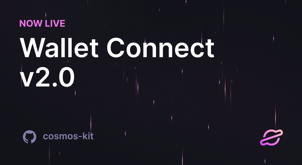 danlynch's tweet image. hey all! @CosmosKit_ now supports @WalletConnect v2.0, and @keplrwallet and @IBCwallet have also upgraded! Have fun building mobile dApps in @cosmos!