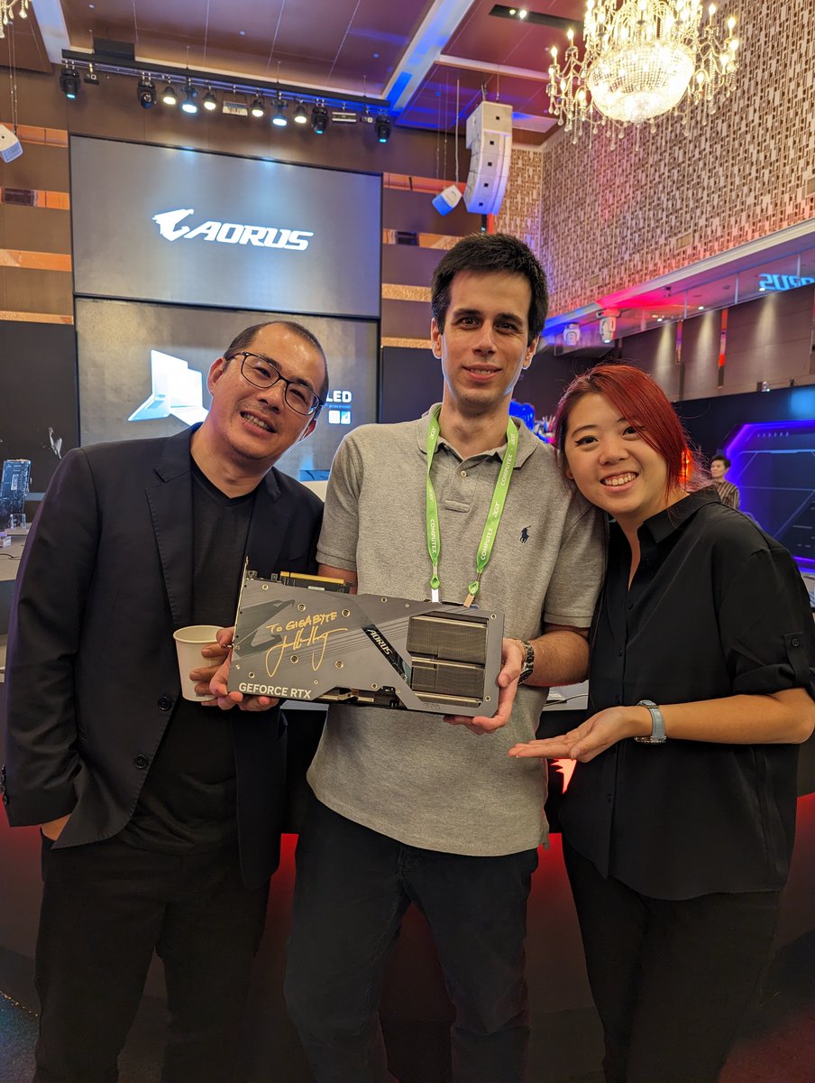 How much do you think a Jensen Huang special autographed AORUS RTX 4090 is worth? 😁

I just acquired what might just be one of the most expensive and rare gaming GPUs out there. (@ Computex 2023 Aorus VIP Suites).

(It's not actually mine😢but it's a cool collector's item.)