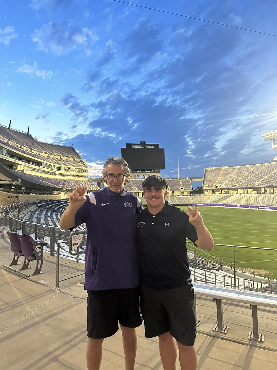 Excited to showcase my abilities in front of all the coaches watching the TCU Specialist camp this weekend. Thank you @MTommerdahl for the tour of the facilities! #M4