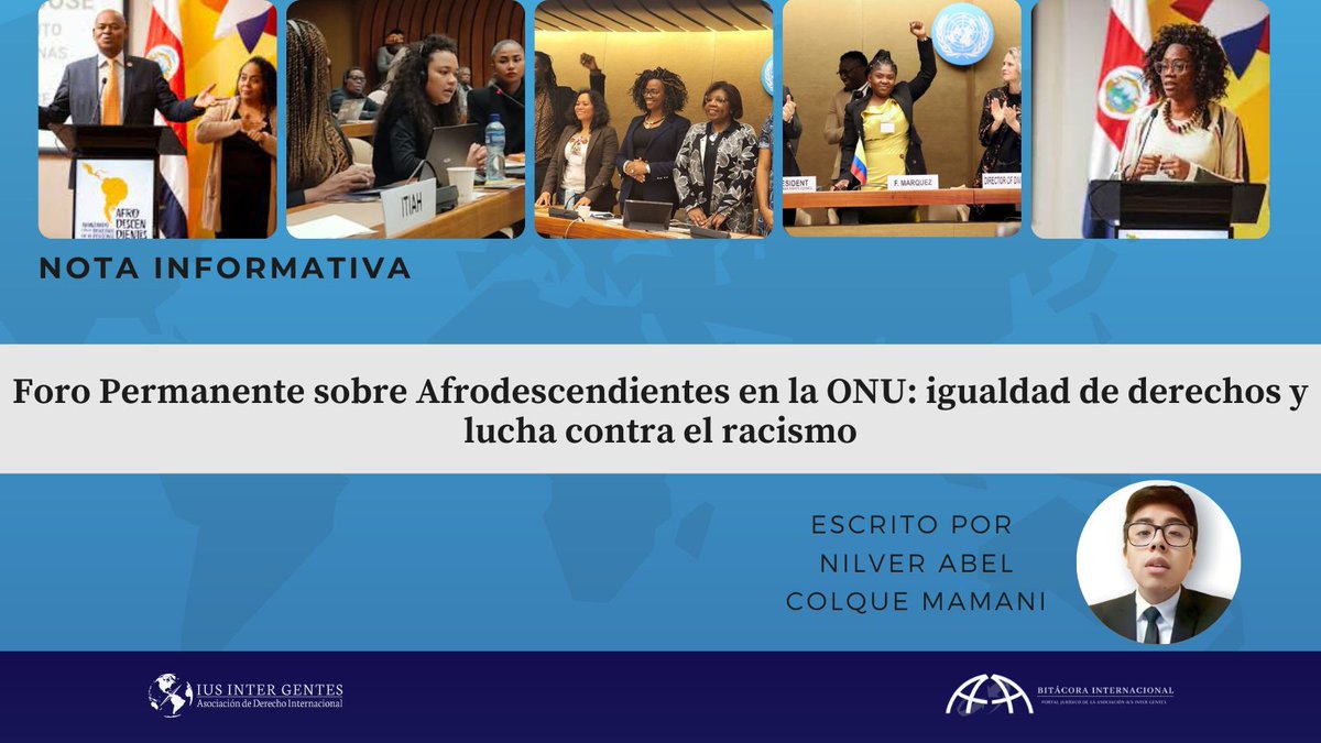 Tenemos el agrado de presentar la nota informativa titulada: 'Foro Permanente sobre Afrodescendientes en la ONU: igualdad de derechos y lucha contra el racismo' elaborada por Nilver Abel Colque Mamani. 

Link: bitacorainternacional.com/single-post/fo…

#ForoPermanente #Afrodescendientes #ONU