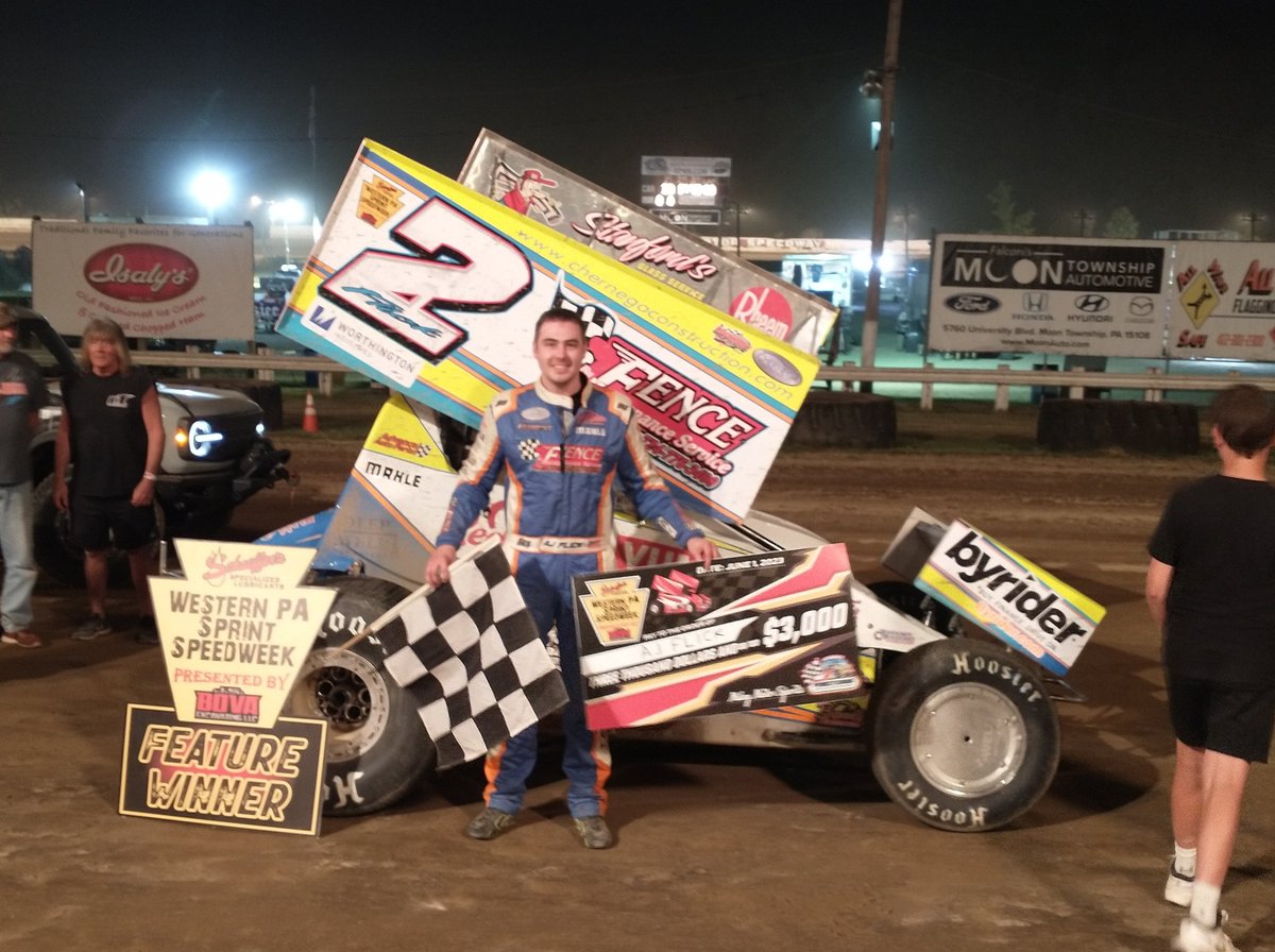 AJ Flick edges Dave Blaney to win round two of <a href="/WesternPASpdwk/">Western PA Speedweek</a> <a href="/PAMotorSpeedway/">PPMS 🏁</a>