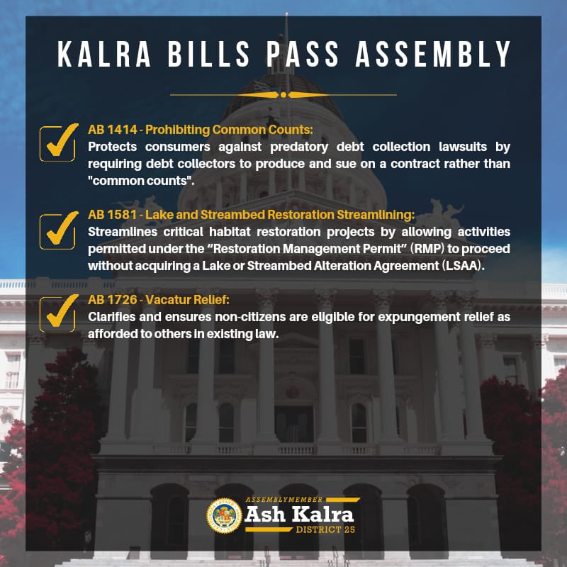 Ash Kalra 🌱 (@ash_kalra) on Twitter photo With 11 bills passing the State Assembly and heading to the State Senate this week just in time before the deadline and the 7 bills already in the Senate, I’m so proud of Team Kalra for having an incredibly productive 5 months! Now, the work continues in the Senate. ✊🏽 With 11 bills passing the State Assembly and heading to the State Senate this week just in time before the deadline and the 7 bills already in the Senate, I’m so proud of Team Kalra for having an incredibly productive 5 months! Now, the work continues in the Senate. ✊🏽