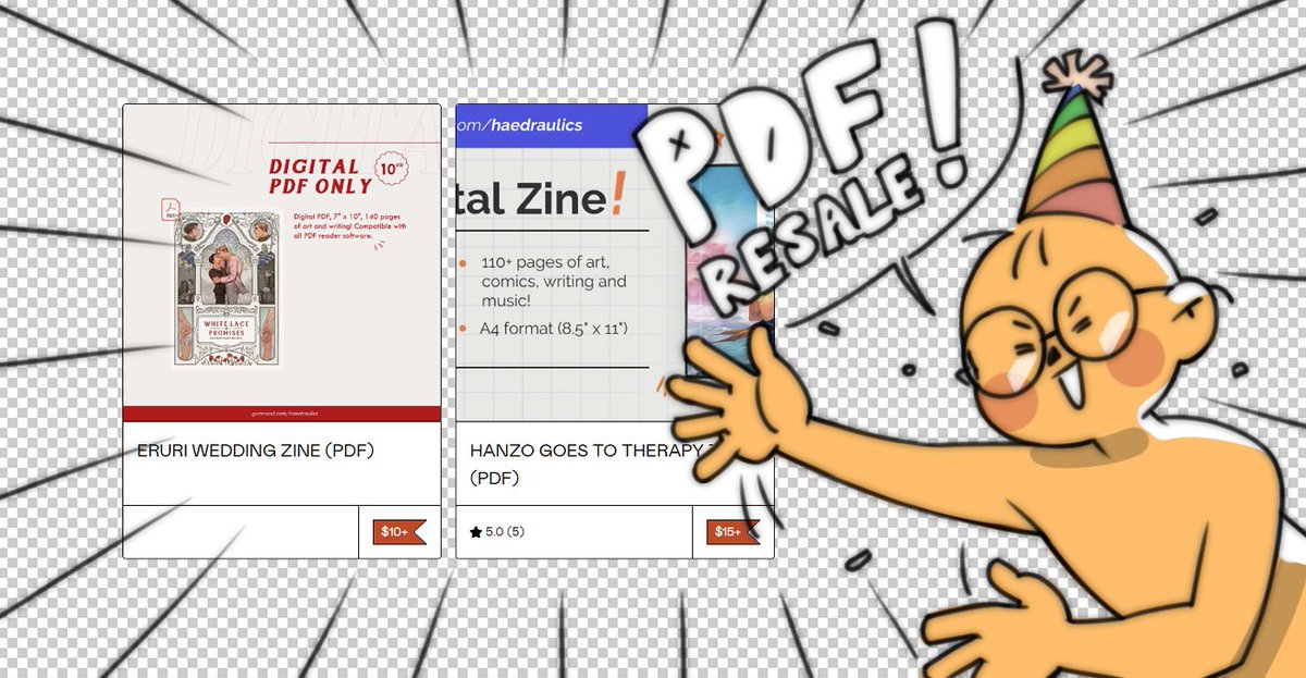 happy pride!🎉 this month, i'm putting the PDFs of my last two zines back on sale in support of the Transgender Legal Defense & Education Fund, who work to defend trans civil rights!! RTs appreciated 💕 [haedraulics.gumroad.com]