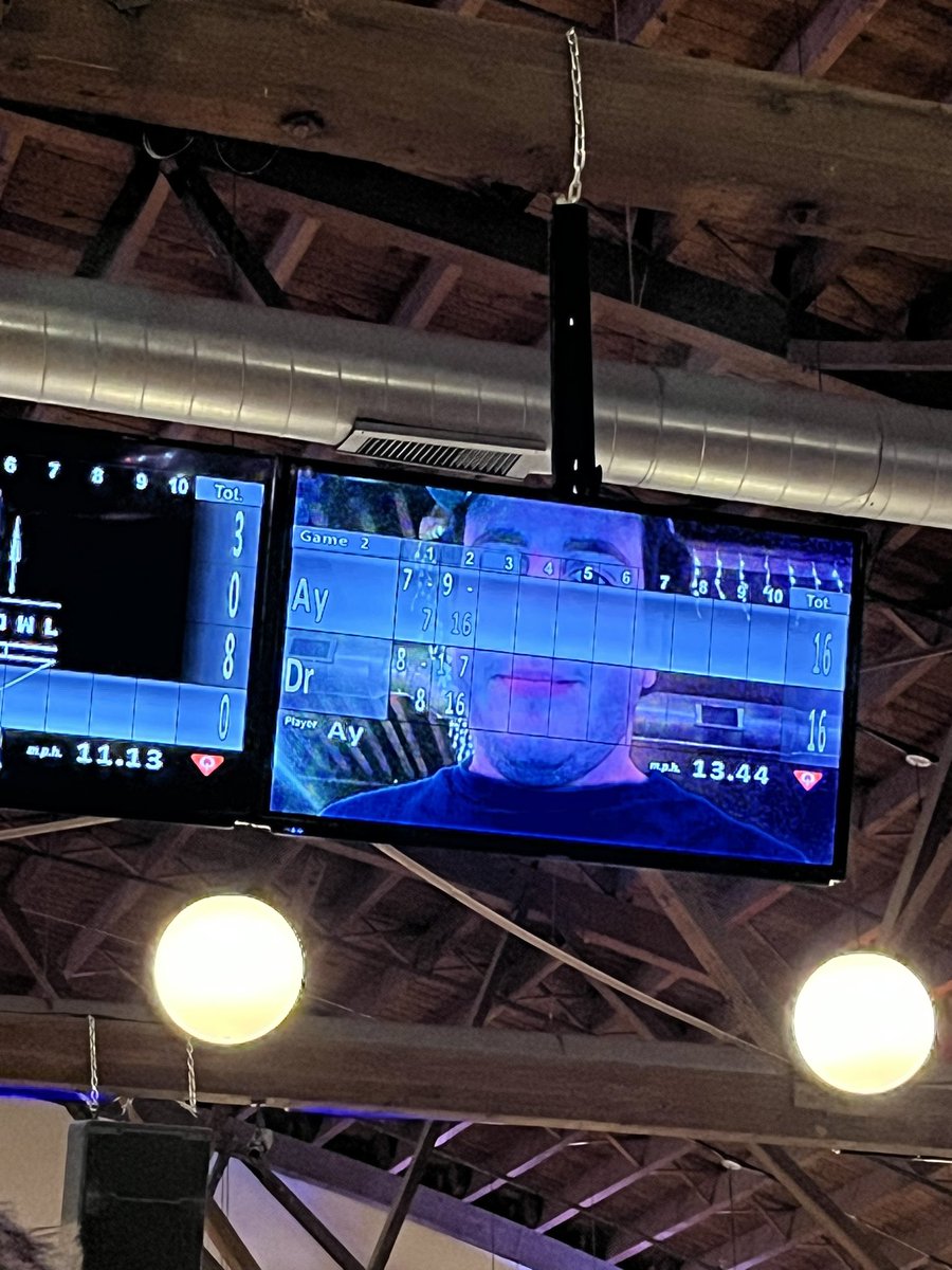 the bowling machine took my picture and then made my face  another lane’s whole background