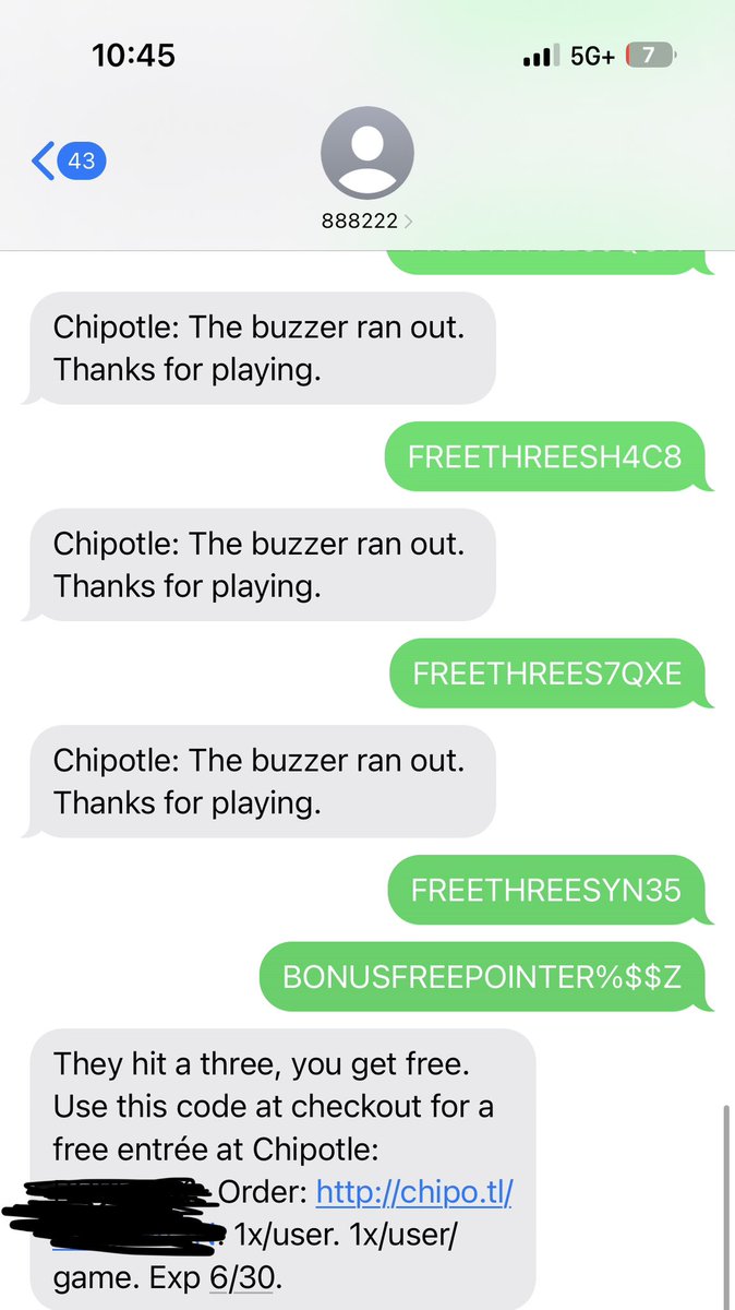 mdonermeyer's tweet photo. Finally scored on the last code of the night! 🙌🏼 @ChipotleTweets https://t.co/UWLZF15g0l