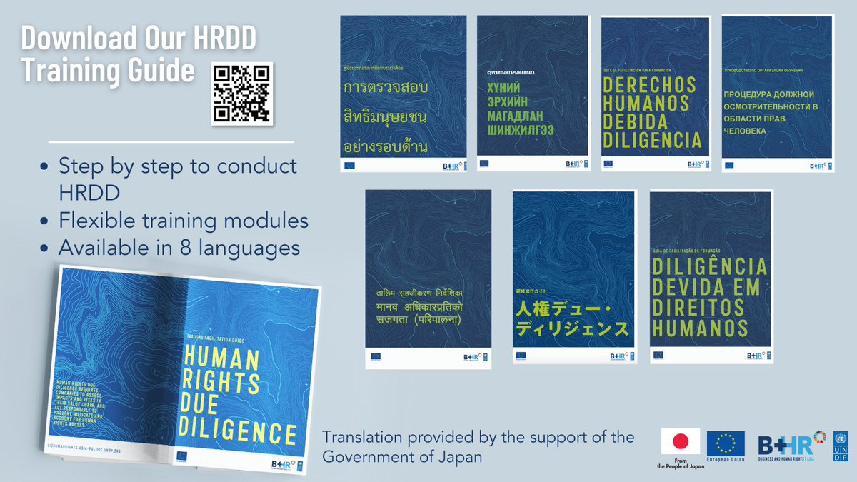 🚨 Exciting news in the world of #bizhumanrights! #CSDDD

Want to dive deeper into #HRDD? Our #HRDD Training Facilitation Guide is available in 8 languages:

English | Japanese | Mongolian | Nepali | Spanish | Russian | Portuguese | Thai

🔗 Download here: bit.ly/4229UoR