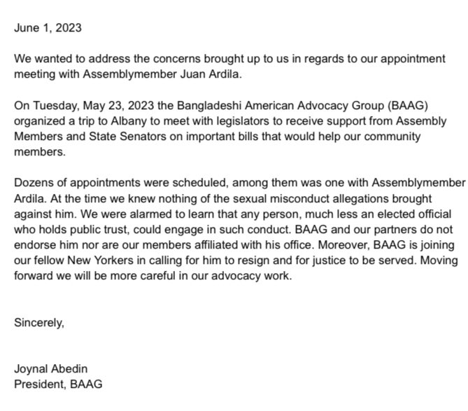 As Salam Alaikum, we wanted to take this time to address the concerns brought up to us in regards to our appointment meeting with <a href="/JuanArdilaNYS/">Juan Ardila</a>.

Please see the statement below: