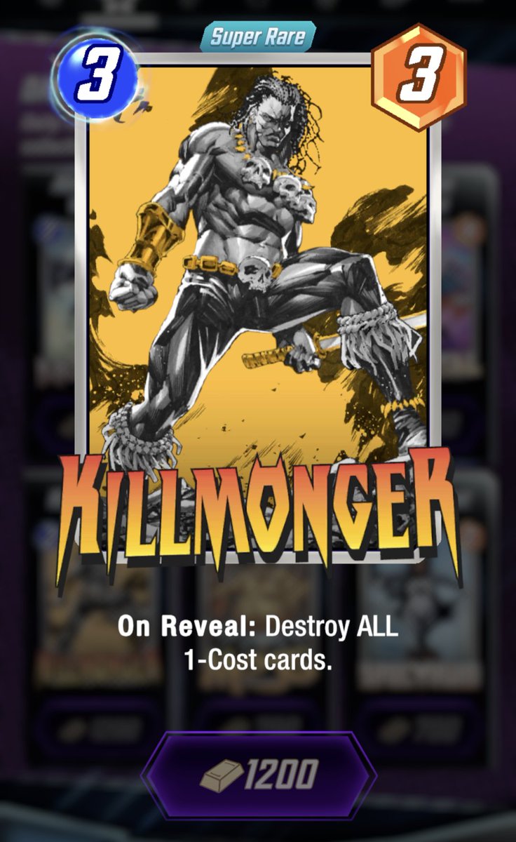 dddrewsky's tweet photo. I LOVE MY SHOP!

I'll definitely be picking up Killmonger. I think it's his best variant by far. It's already gold split lol. Morbius and Crystal are hard maybes.

What did you guys get in your shop? What should I get in mine?!

#MarvelSnap #DailyShop #Variants https://t.co/ANP2b2Alcp