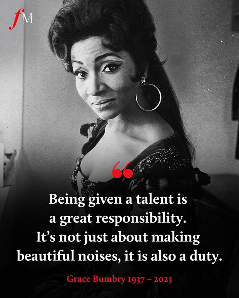 “Being given a talent is a great responsibility. It's not just about making beautiful noises, it is also a duty.” — Grace Bumbry 1937 - 2023
#gracebumbry #opera #classicalmusic #classicalsinger