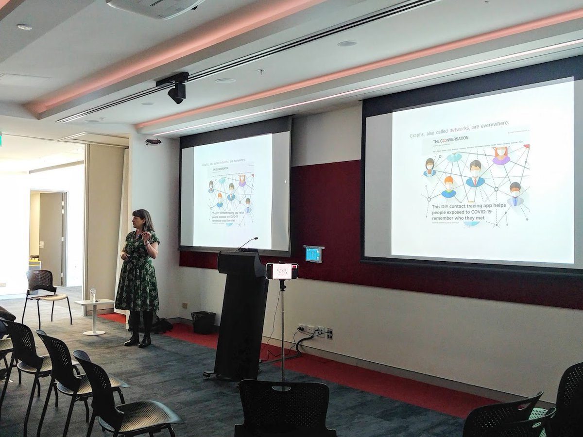 A wonderful talk on Tuesday, by Prof. Catherine Greenhill of <a href="/UNSW/">UNSW</a>, on efficient generation of random graphs for use as null models in the study of real-world networks (e.g., social, traffic, or contact networks).
<a href="/TzouJustin/">Justin Tzou</a> @SamuelMu11er @MQPhysAstro