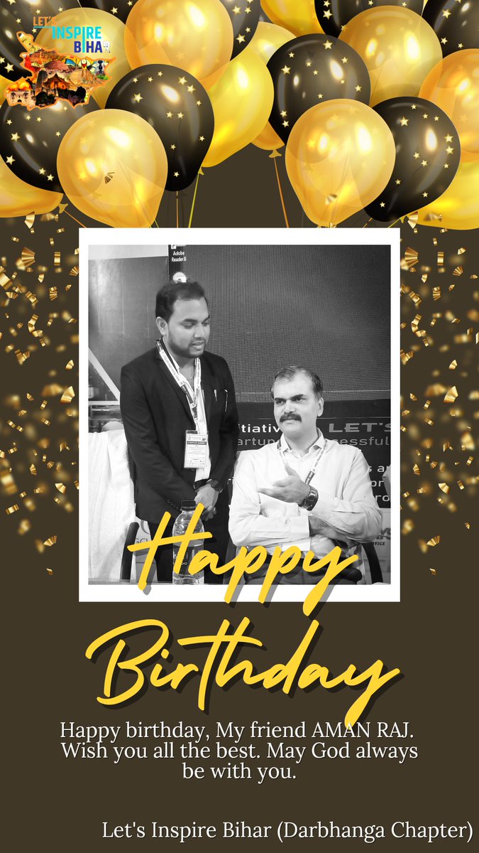 दरभंगा अध्याय के समन्वयक अमन राज जी को जन्मदिन की हार्दिक शुभकामनाएं!
#HappyBirthday
#letsinspirebihar 
@AmanRajDBG @lib_central @vikasvaibhavips @rahulku99105079 @satishgandhirgp