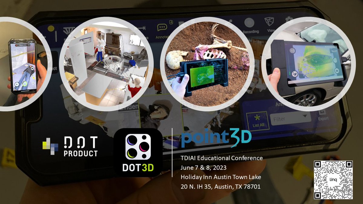 @point3Dxyz is attending the TDIAI #forensics Conference in Austin TX on June 7 & 8, 2023. We will be there to discuss the latest tech for #lawenforcement and #crimesceneinvestigations. 
Come see our @DotProduct3D solutions

#point3d #tdiai2023 #3dscanning #slam #investigation